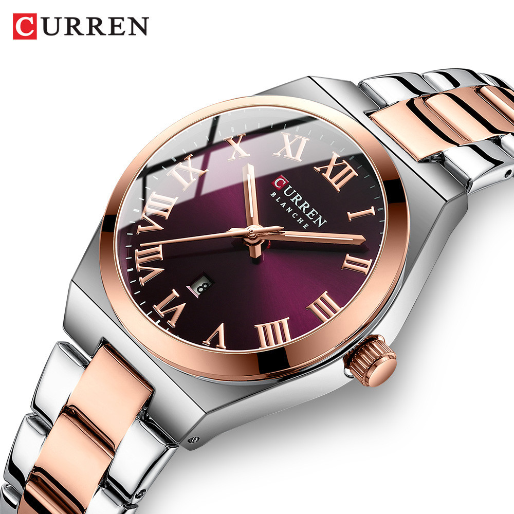 Moda Clássica CURREN Marca Relógio Feminino Pulseira De Aço Inoxidável Simples Casual Negócios Ao Ar Livre Estilo Rua Ve