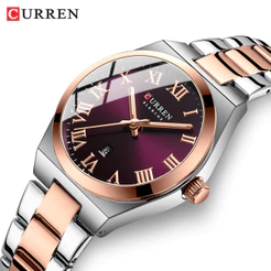 Moda Clássica CURREN Marca Relógio Feminino Pulseira De Aço Inoxidável Simples Casual Negócios Ao Ar Livre Estilo Rua Ve
