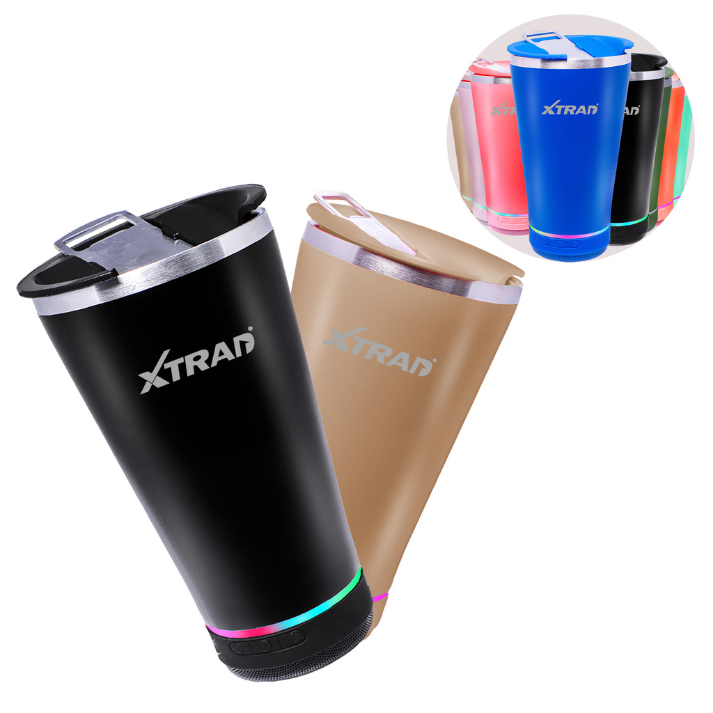Kit 2 Copos Aço Alumínio Tampa Abridor Com Caixinha De Som Bluetooth Carga Rápida Led Type-C Usb