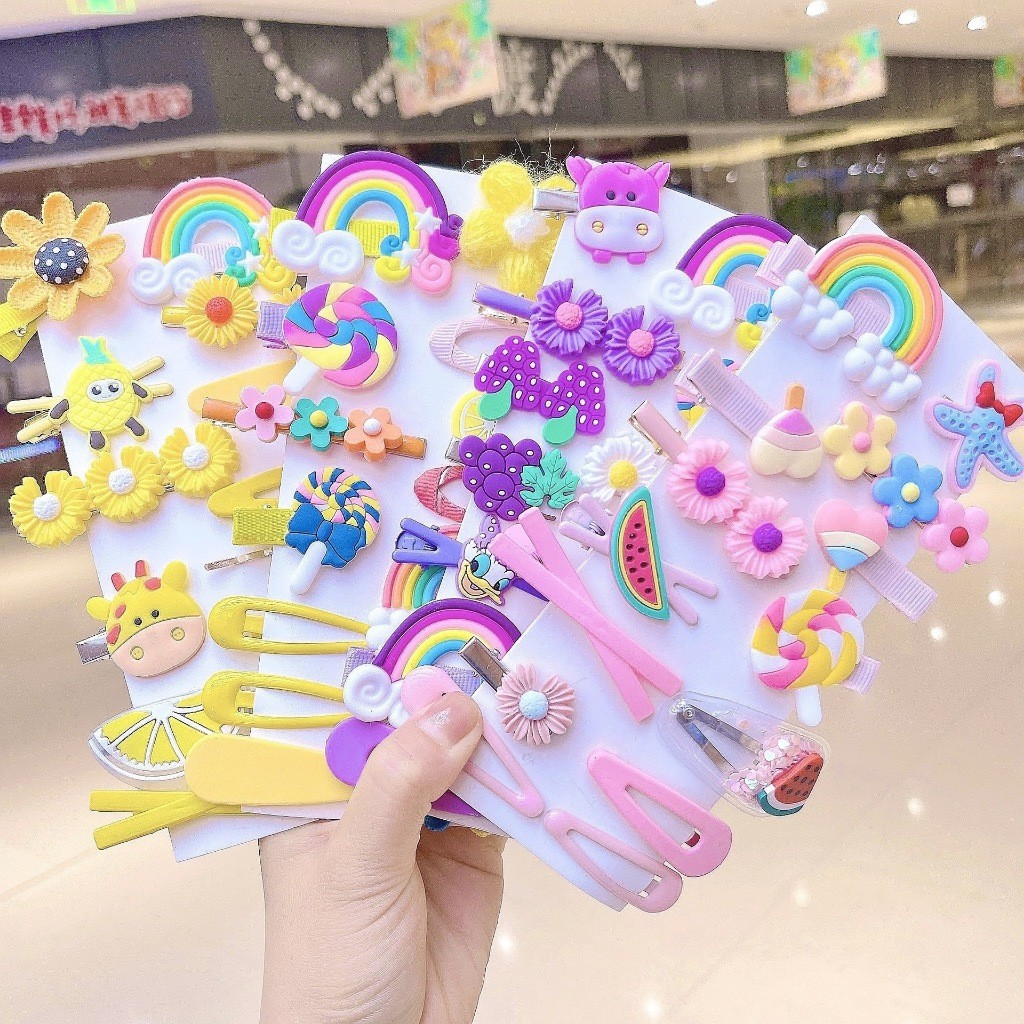 Kit 14/56 Unidades Presilhas/Tic Tac/Bico de Pato de Cabelo Coloridas Fofinhas Para Cabelo Infantil