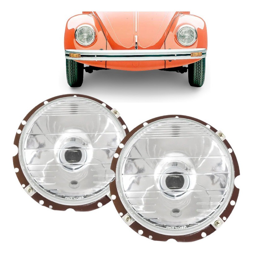 Par Farol Fusca Kombi Lente Lisa Vidro Tuning C/ Vigia