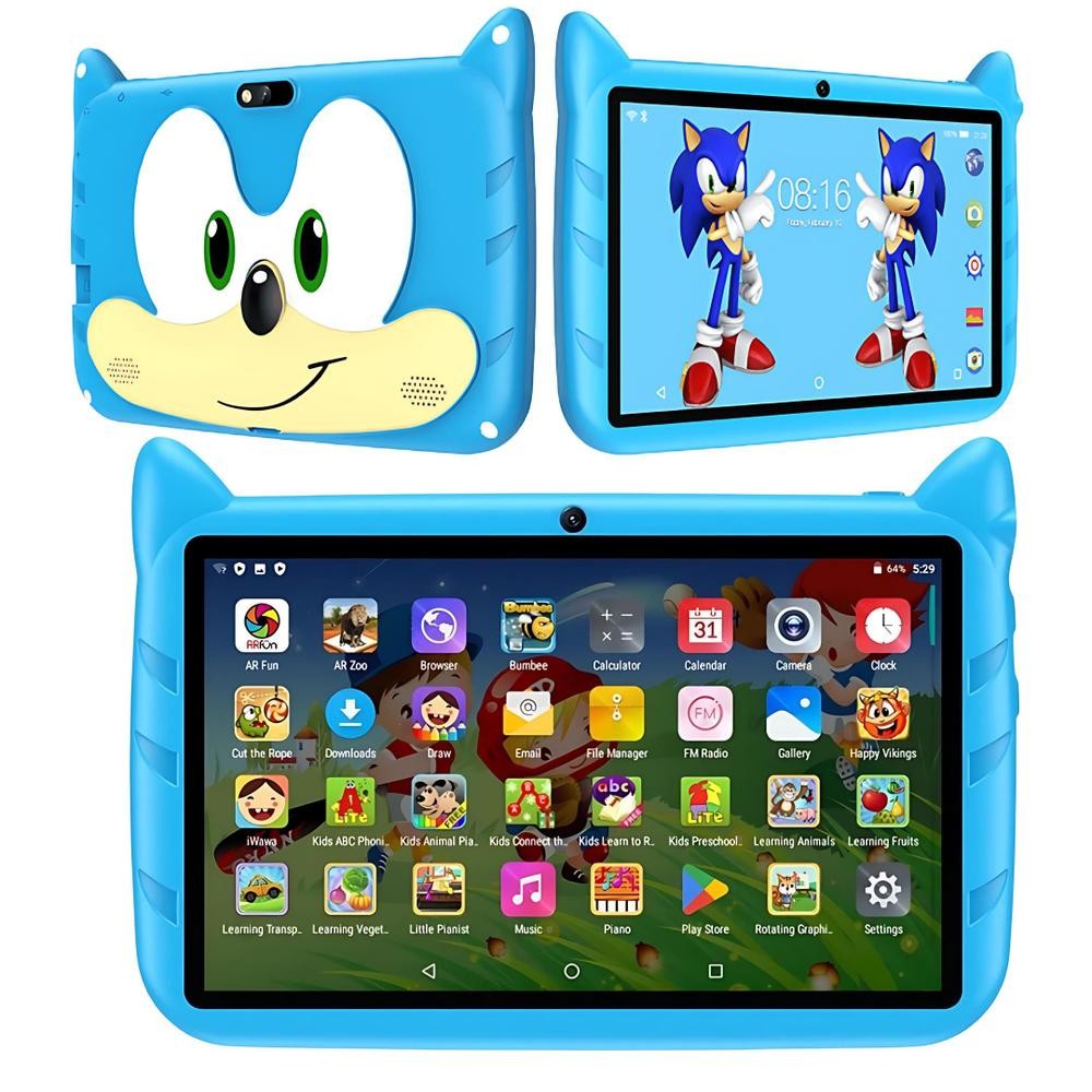 Tablet infantil Android 13 64GB 4GB RAM tela 7" WiFi câmera capa antiqueda educativo