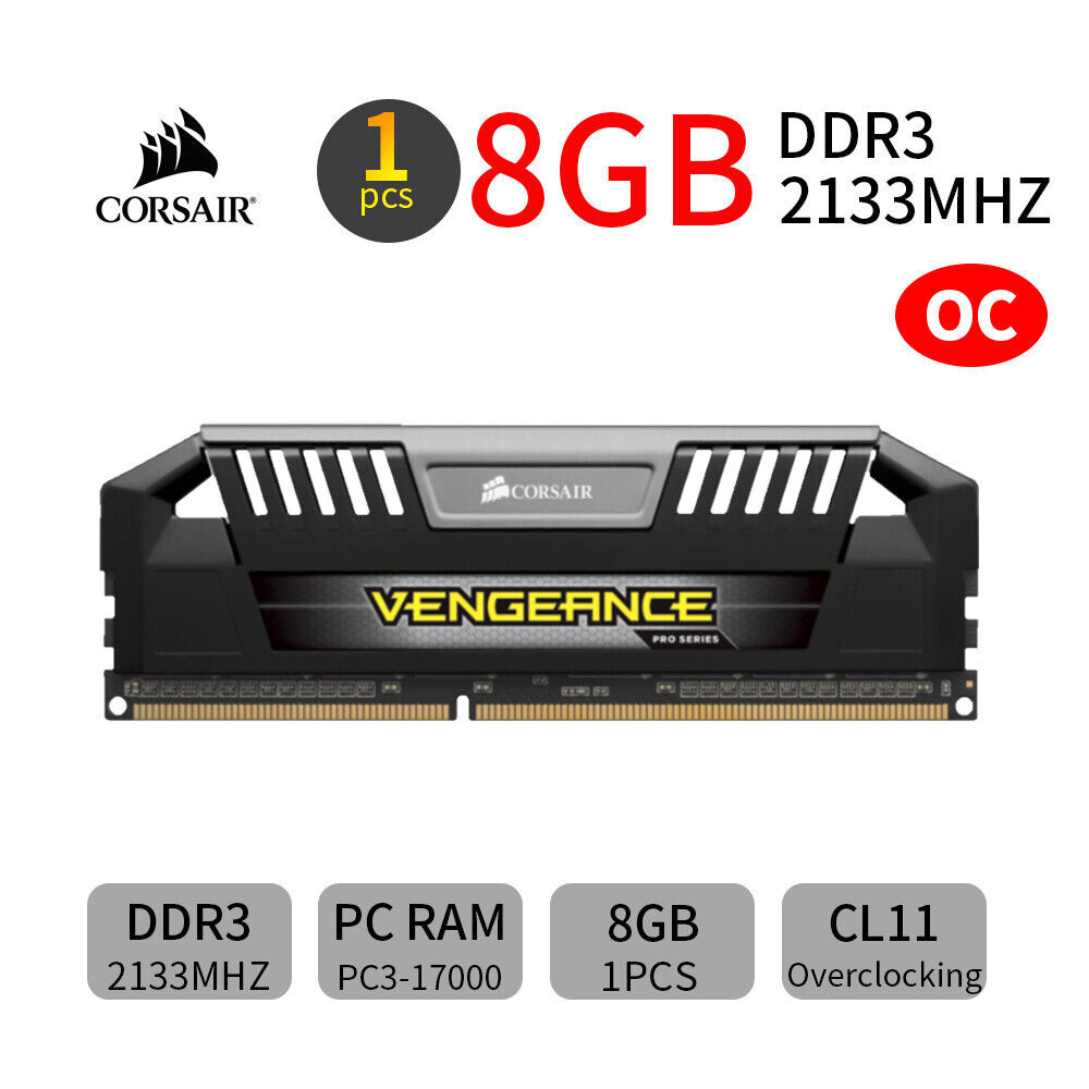 Para Corsair Vengeance Pro 8GB DDR3 OC 2133MHz PC3-17000 Desktop PC Memória RAM Prata