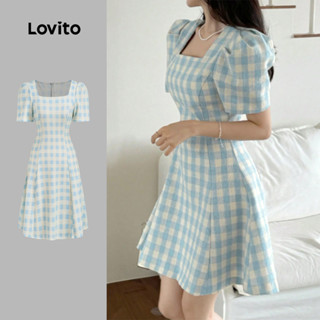Lovito Vestido Casual Geométrico Primavera/verão Azul para Mulheres L142ED648 em Oferta na Shopee