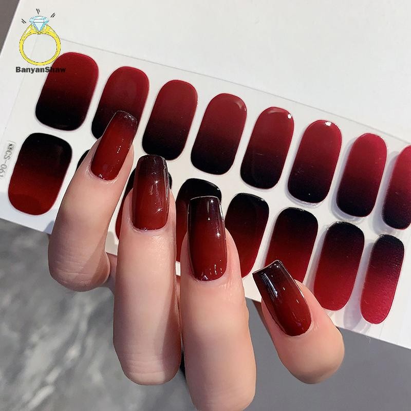 [BANY] 16 Unidades/Folha Adesivo De Esmalte Em Gel Semicured , Creme De Extensão De Longa Duração , Decalque Para Unhas em Oferta na Shopee