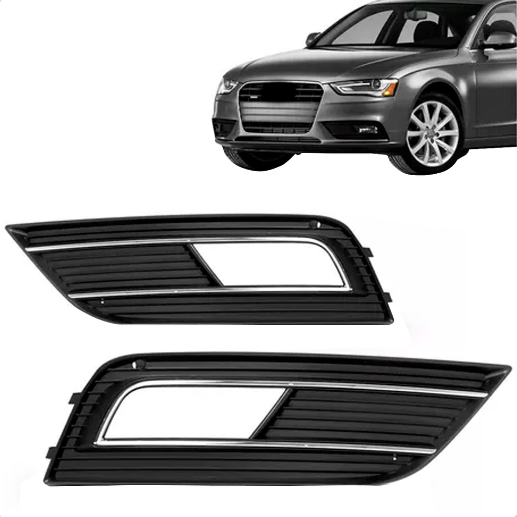 Par Grade Moldura Milha Audi A4 2012 2013 2014 2015 Com Furo Moldura Cromado