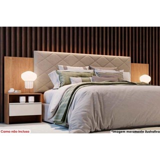 Cabeceira Cama Box Madeirado Freijo Cumaru c/ Fendi Casal Everest Plus 2 Mesas c/ 2 Gavetas Freijo Cumaru c/ Fendi - Novo Horizonte em Oferta na Shopee