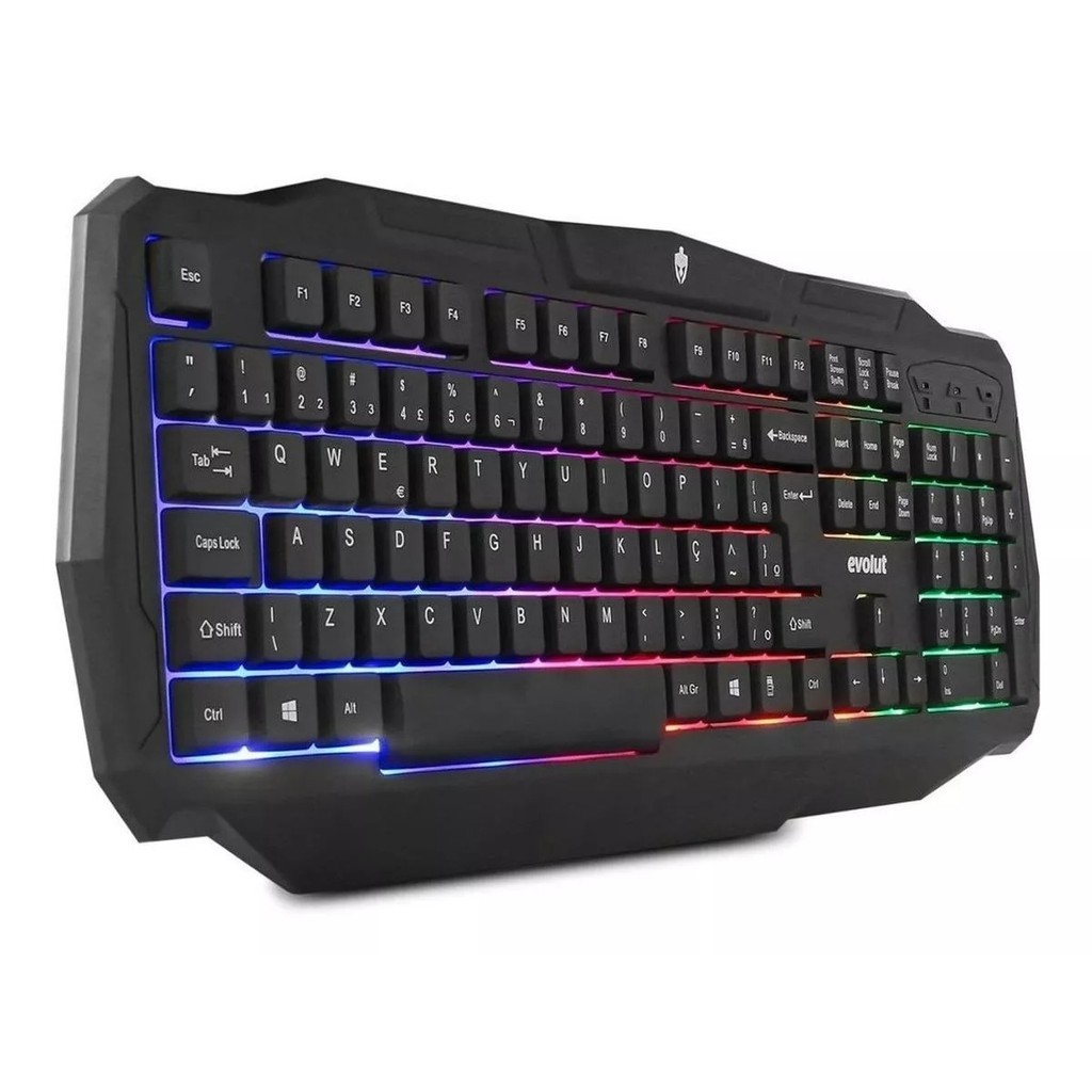 Teclado Gamer Evolut EG-207 Ranger Led Rainbow Usb 2.0 Layout ABNT2 Novo Original + NF-e