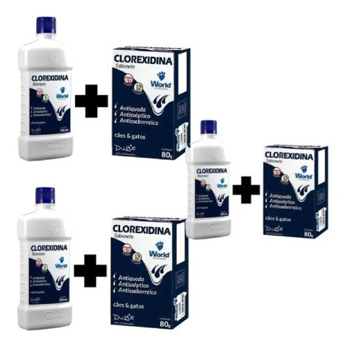 Kit 03 Shampoo Clorexidina Dugs - 500 mL + 03 Sabonete Clorexidina Dugs - 80 g em Oferta na Shopee
