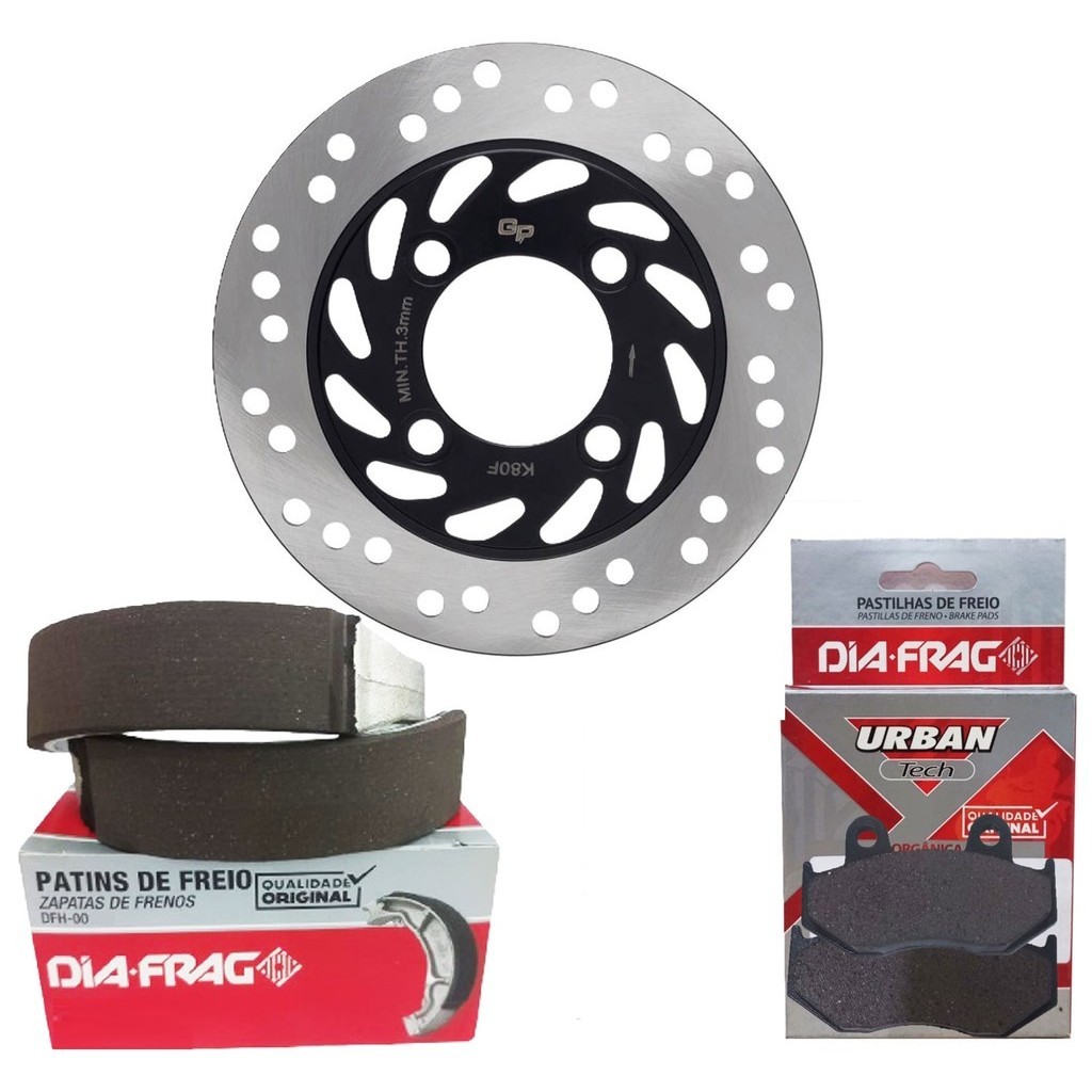 Disco de Freio Dianteiro Elite 125 2019 A 2024 + Pastilhas e Lonas Diafrag em Oferta na Shopee