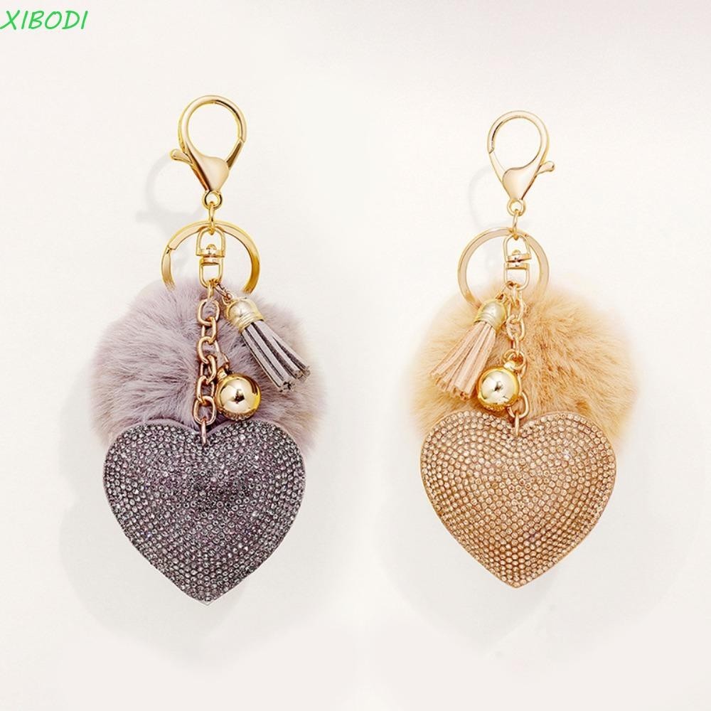 XIBODI Chaveiro De , Bola De Pele Rhinestone Liga Sólida Cor Furball Girl em Oferta na Shopee