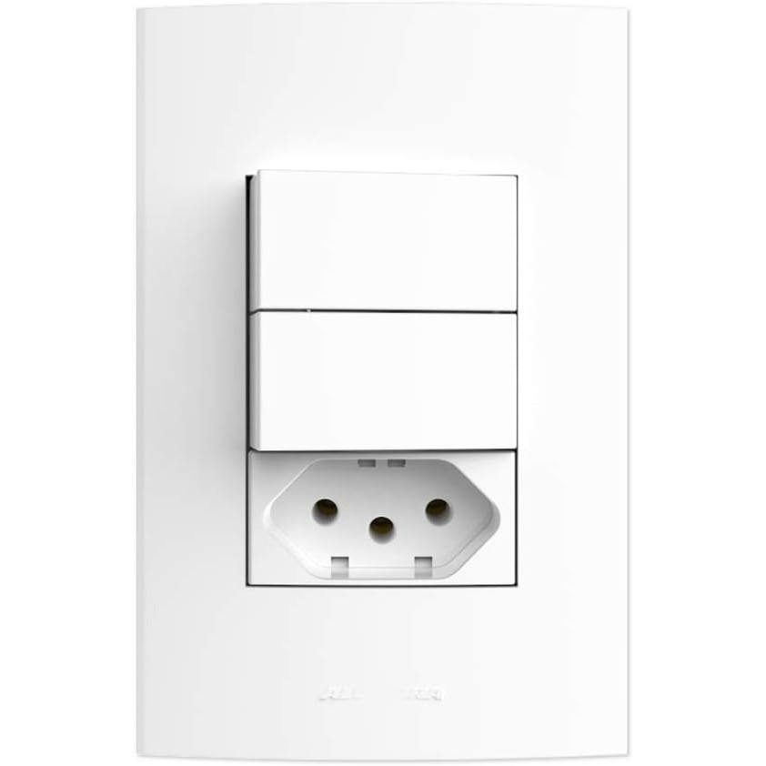 Conjunto 1 Interruptor Simples e 1 Interruptor paralelo e 1 Tomada 2P+T, Alumbra, Inova Pro 85053, Branco