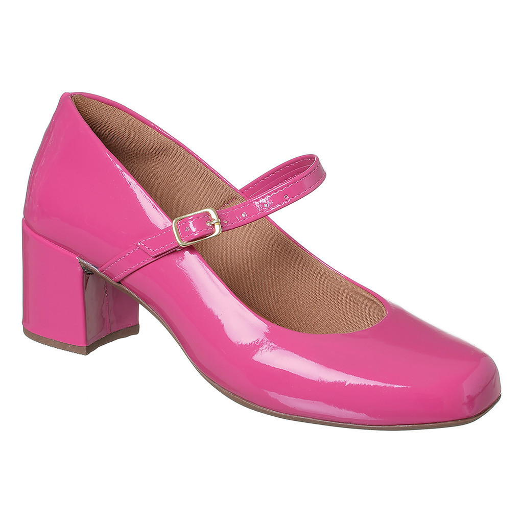 Sapato Scarpin Boneca Mary Jane Bico Quadrado Confortável