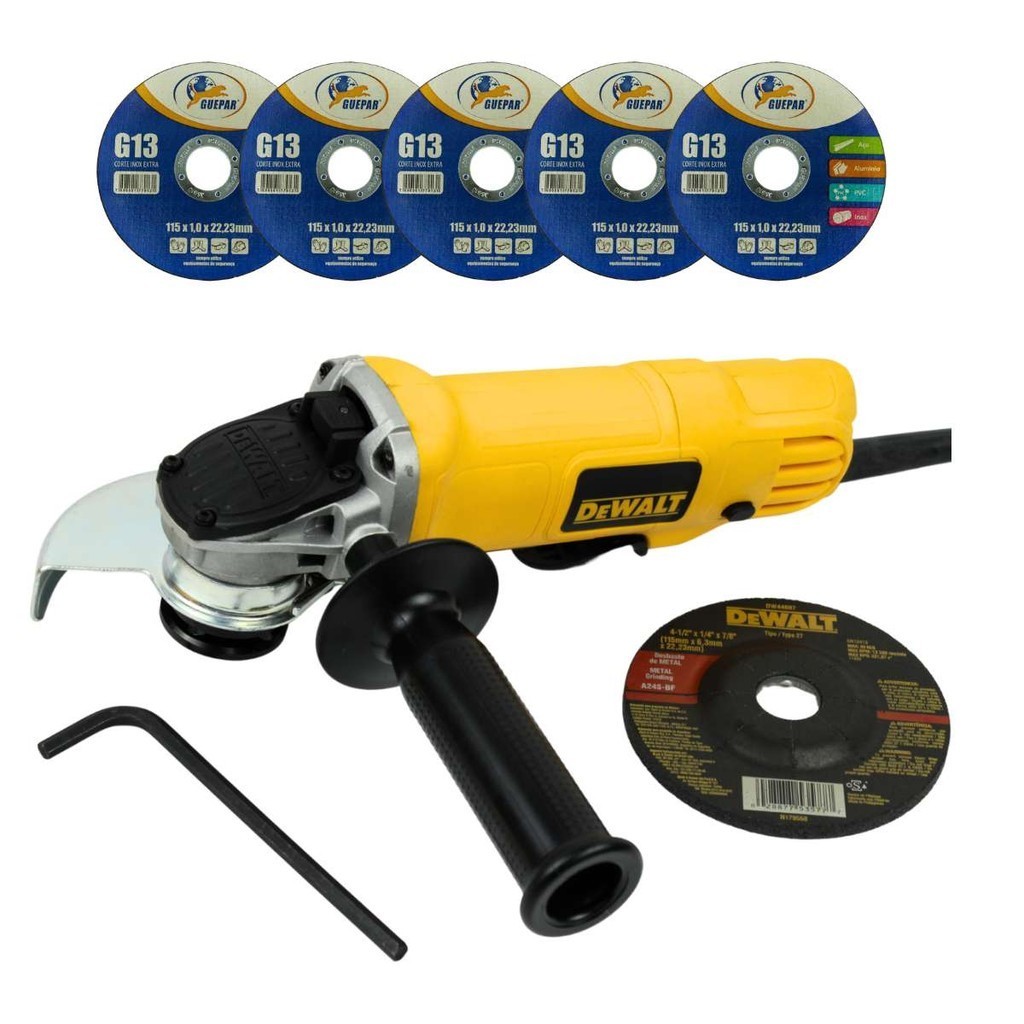 Esmerilhadeira Angular Dewalt 900w Dwe4120 4.1/2 + 5 Discos Guepar 4.1/2 Profissional