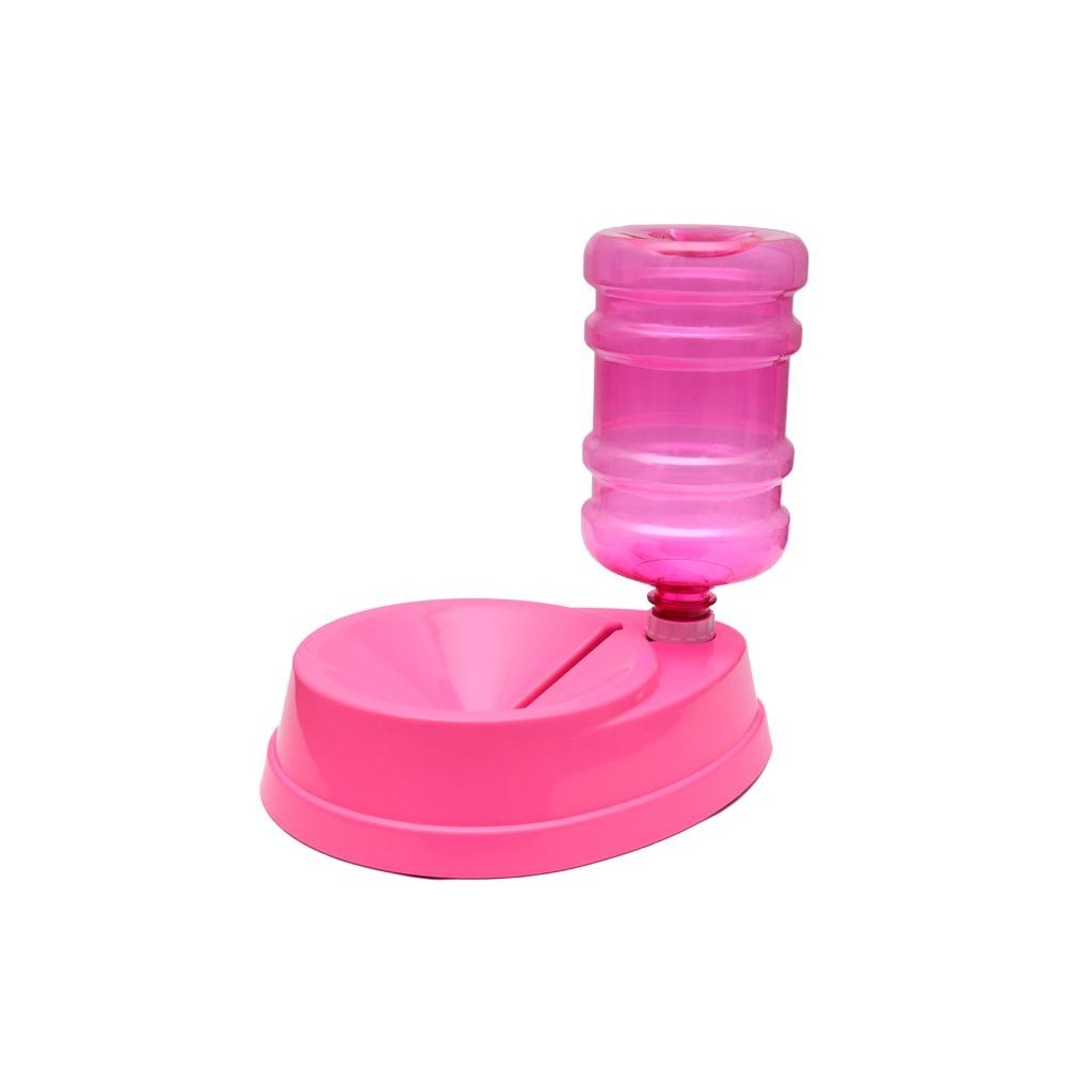 Bebedouro Automático Não Molha Pelos Longos Para Cães Cachorros Gatos 1 Litro Com Galãozinho - Rosa