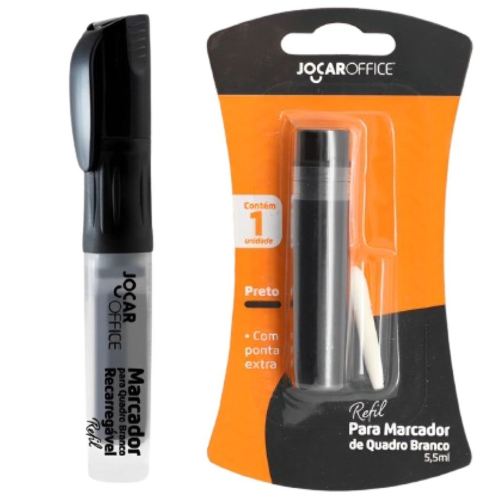 Kit Com Pincel + Refil Para Marcador De Quadro Branco + Ponta De Pincel - Jocar Office em Oferta na Shopee