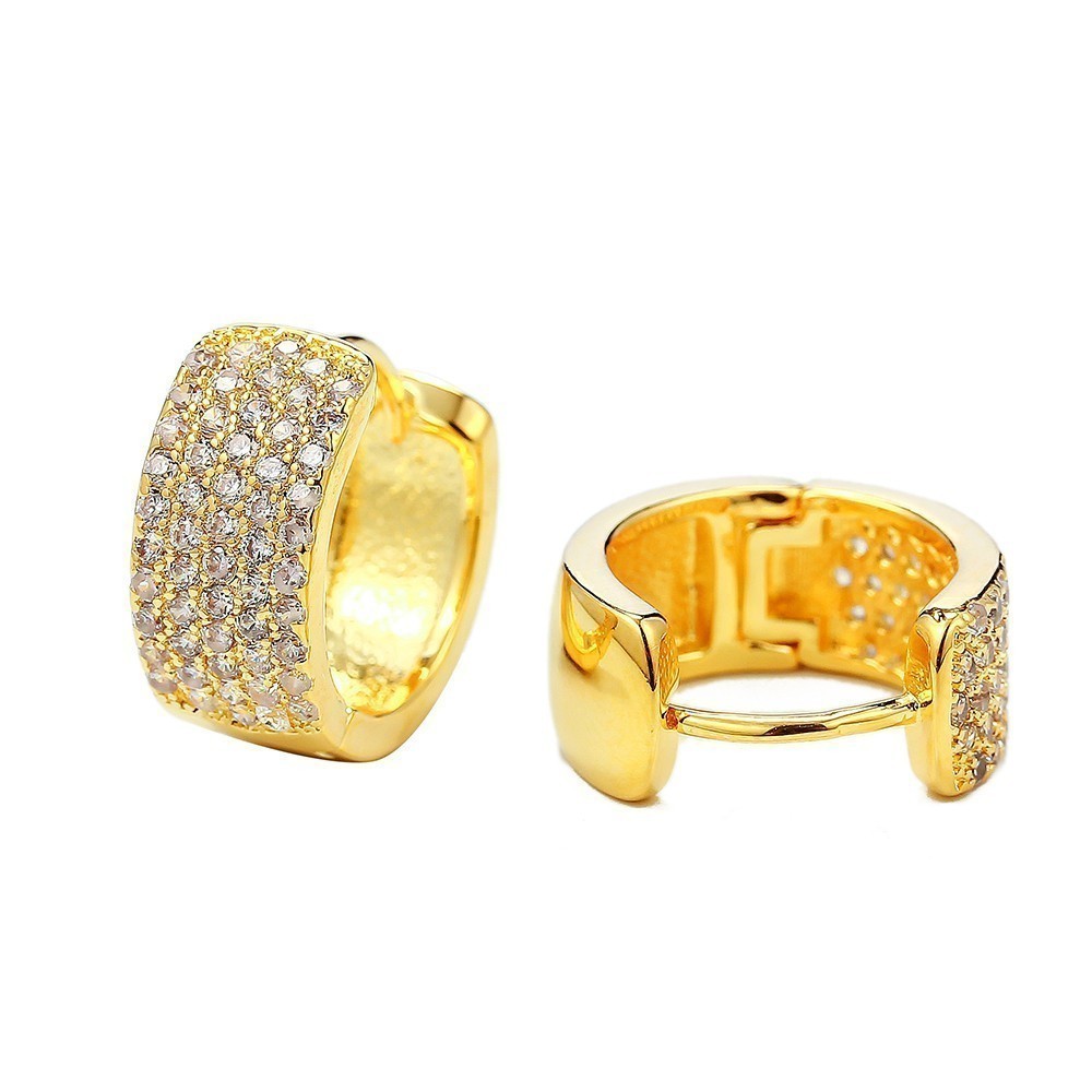 Brinco Masculino Argola Cravejada Par, Banho De Ouro 18k
