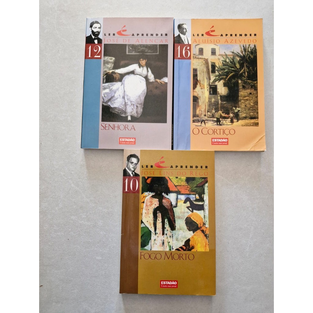 LIVRO, KIT(3), LER É APRENDER, VESTIBULAR, ESTADÃO, 1 FOGO MORTO, 2 O CORTIÇO, 3 SENHORA