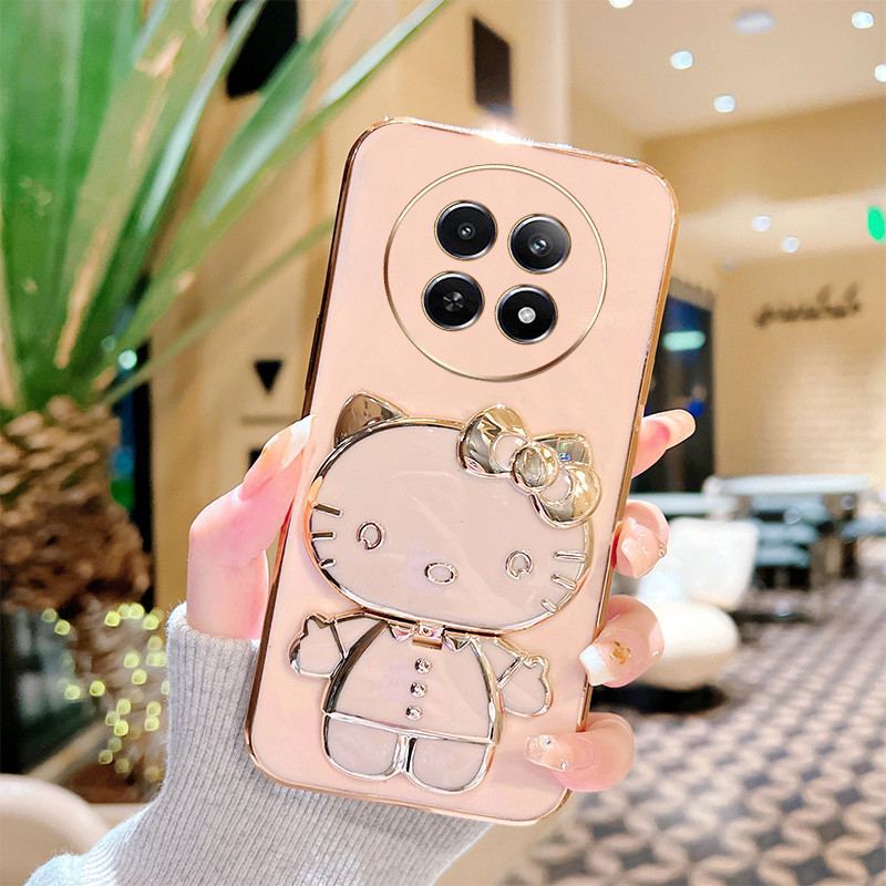 Capa Para Xiaomi Redmi Note 14 Pro 4G 5G Plus + 5G Poco X7 5G Turbo 4 Cute 3D Kitty Cat Mirror Stand Bracket Silicone Pr em Oferta na Shopee