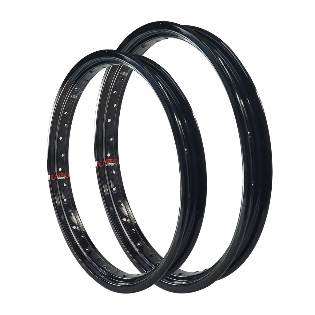 Par Aros em Alumínio Viper Vpr 19x185 e 17x215 Bros 125 150 160 Xre 190 Xtz Crosser 150 Preto Brilho