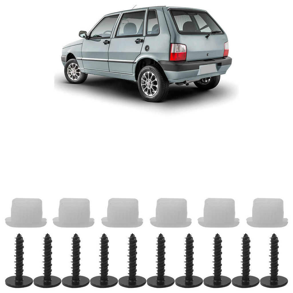 Kit Grampo Presilha Moldura Paralama Traseiro Uno Mille 2004 2005 2006 2007 2008 2009 2010 2011 2012 2013 16 Peças - Spare Parts and Accessories for Vehicles