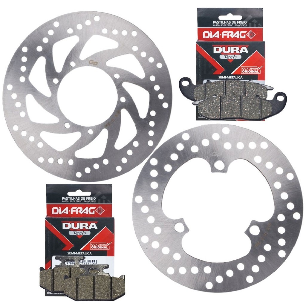 Discos de Freio Lander 250 2016-2026 / Crosser 150 Abs 2019-2026 + Pastilhas Diafrag (Semimetálica) em Oferta na Shopee