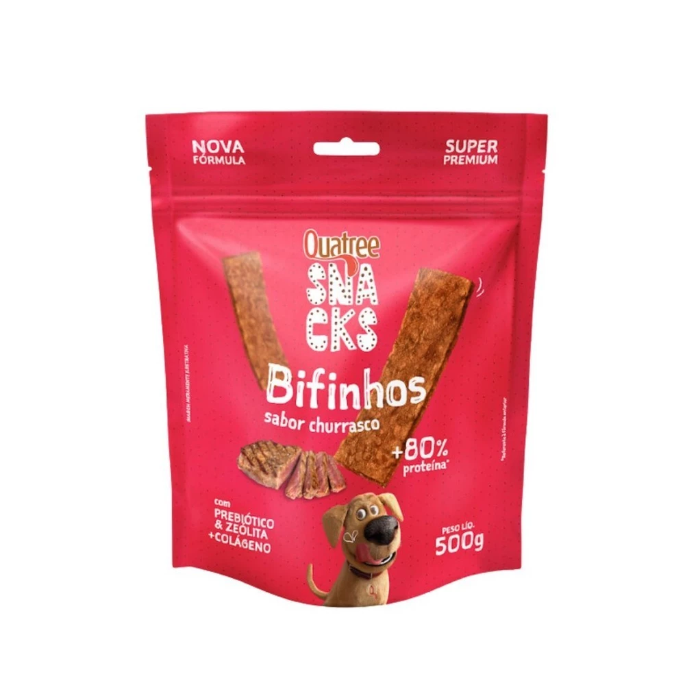 Quatree Snacks Bifinhos Sabor Churrasco 500g Para Cães