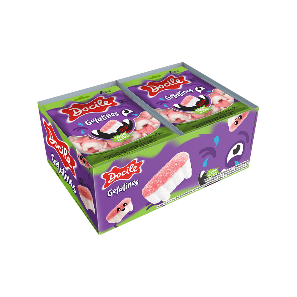 Bala de Gelatina Mini Dentes de Vampiro Cítricos com 12un de 15g - Docile em Oferta na Shopee