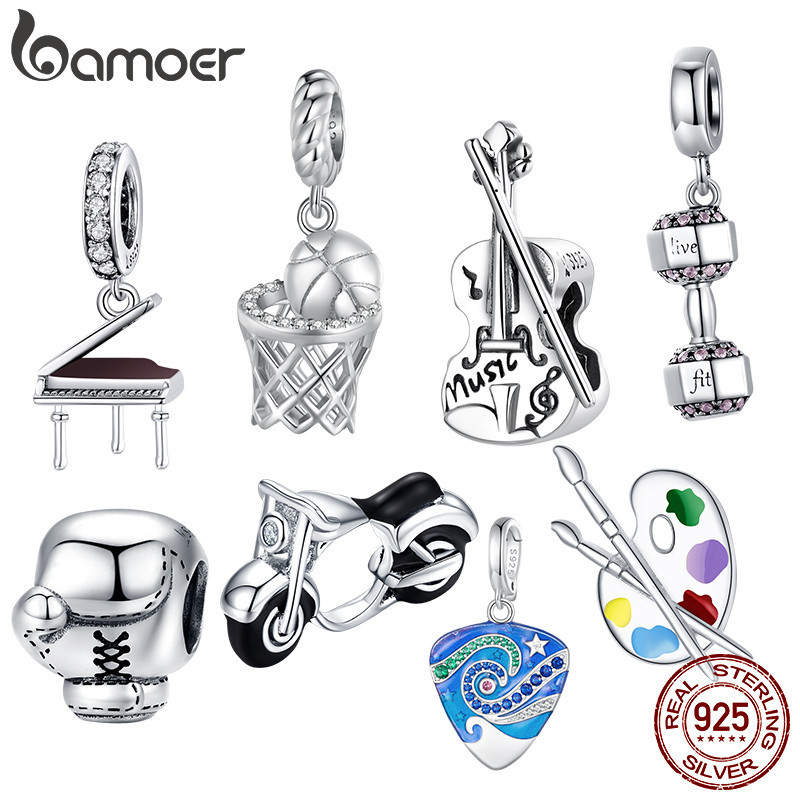 Bamoer 925 Sterling Sliver Charme Hobby Série De Música Fitness Para Pulseira em Oferta na Shopee