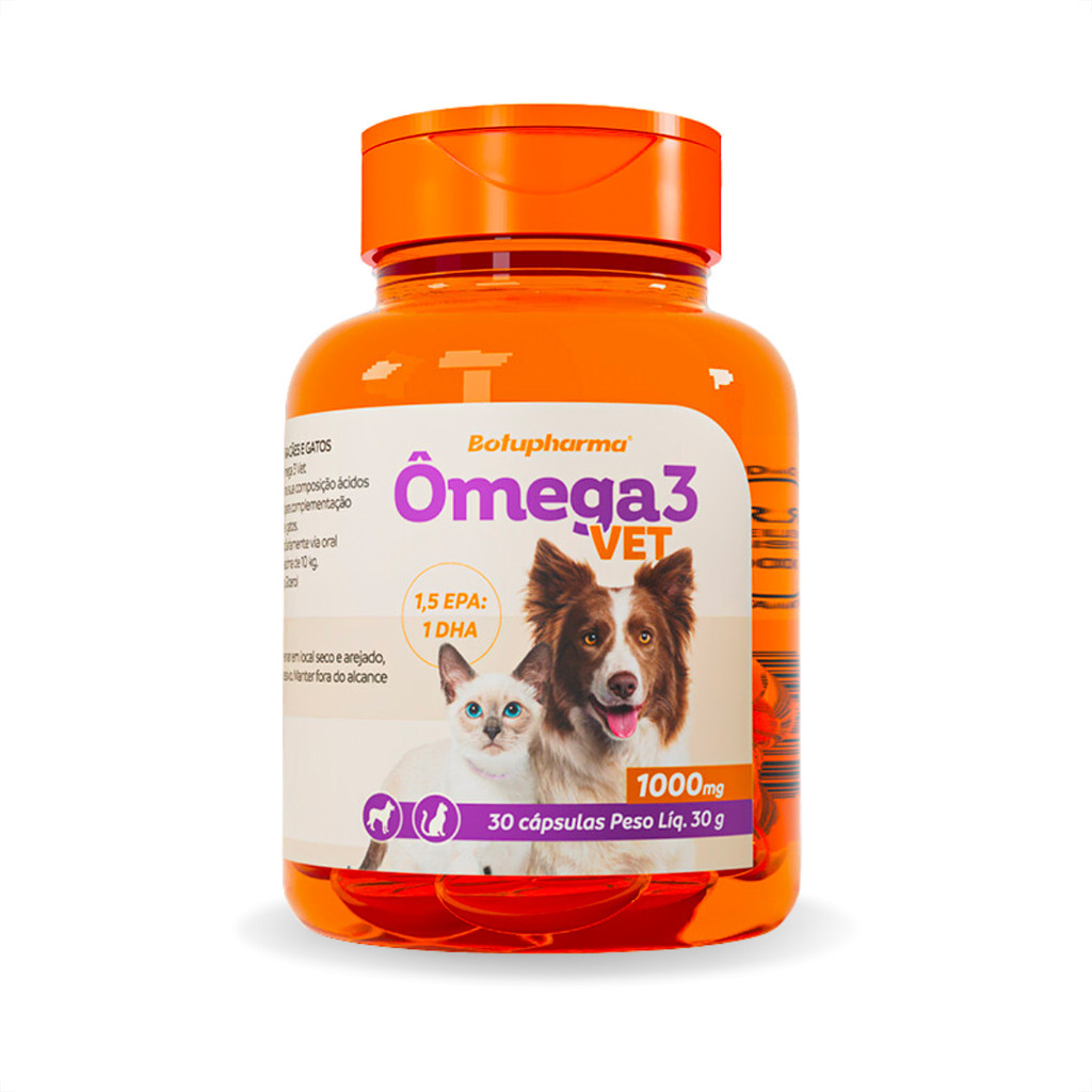 Ômega 3 Vet 1000mg Suplemento Alimentar Botupharma - 30 Cápsulas