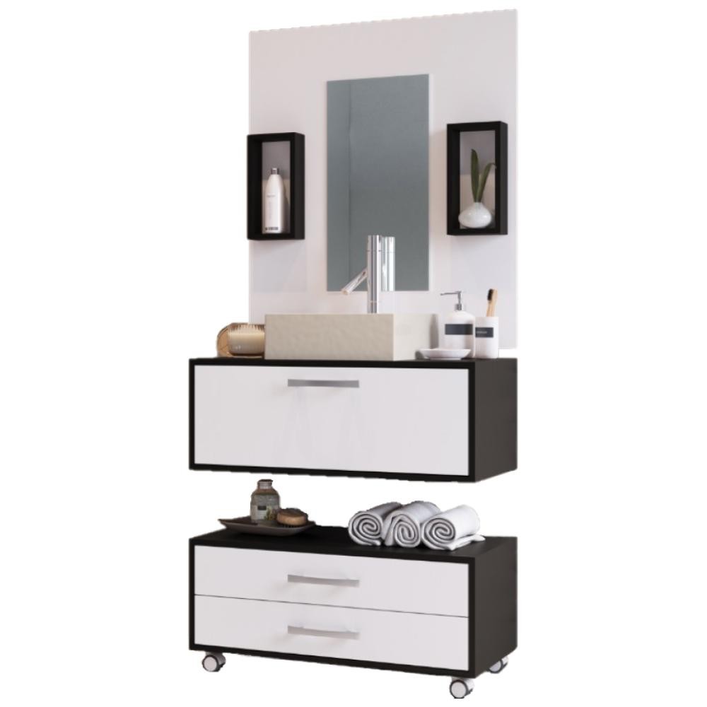 Balcão Gabinete De Banheiro Class 900 80cm Preto e Branco Arte Cas em Oferta na Shopee