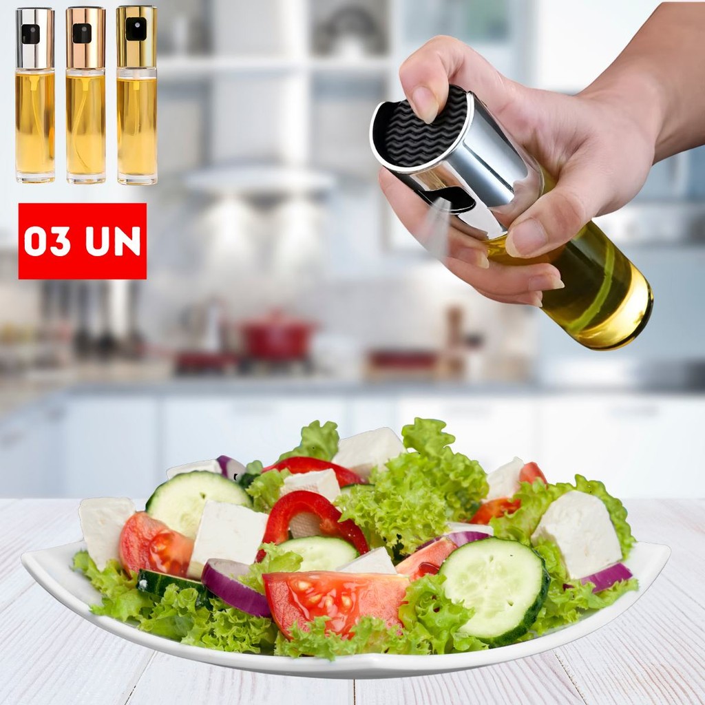 Borrifador de Azeite Óleo Vinagre Spray Pulverizador 100ml Frasco Vidro Preparo De Alimentos Saladas