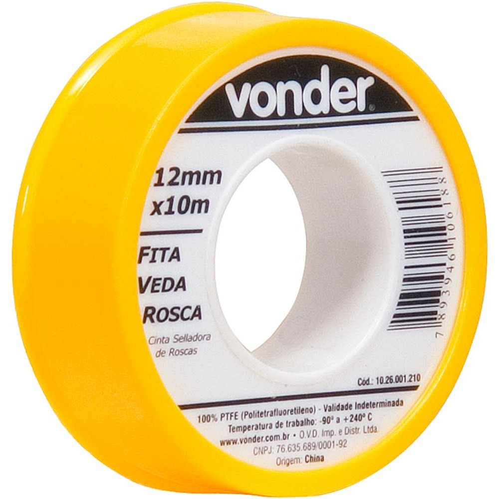 Fita Veda Rosca 18mmx50m Ptfe Teflon Vonder - Home & Living