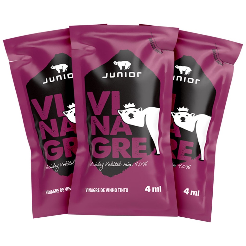 Vinagre de Vinho Tinto Junior Saladas Sachê 4ml Caixa 200 Un