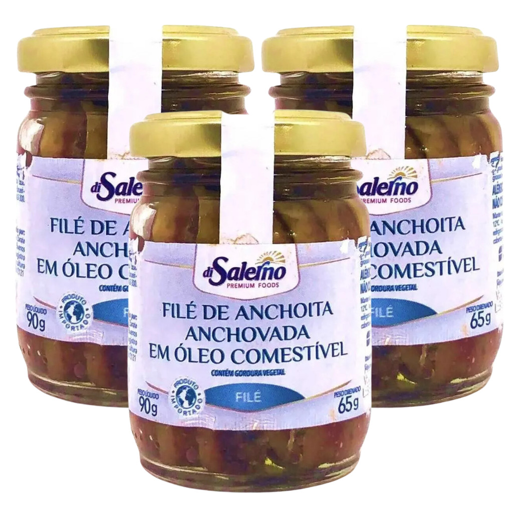 Aliche File De Anchova Importado Argentino Di Salerno 90g 03 Unidades