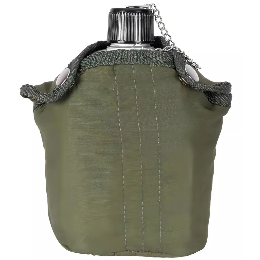Cantil Alumínio 900ml Com Copo Caneca Alumínio e Capa Protetora Isolante Térmico Sobrevivencia Caça Pesca e Camping