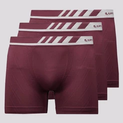 Kit 3 Cuecas Boxer Lupo Microfibra Bordô
