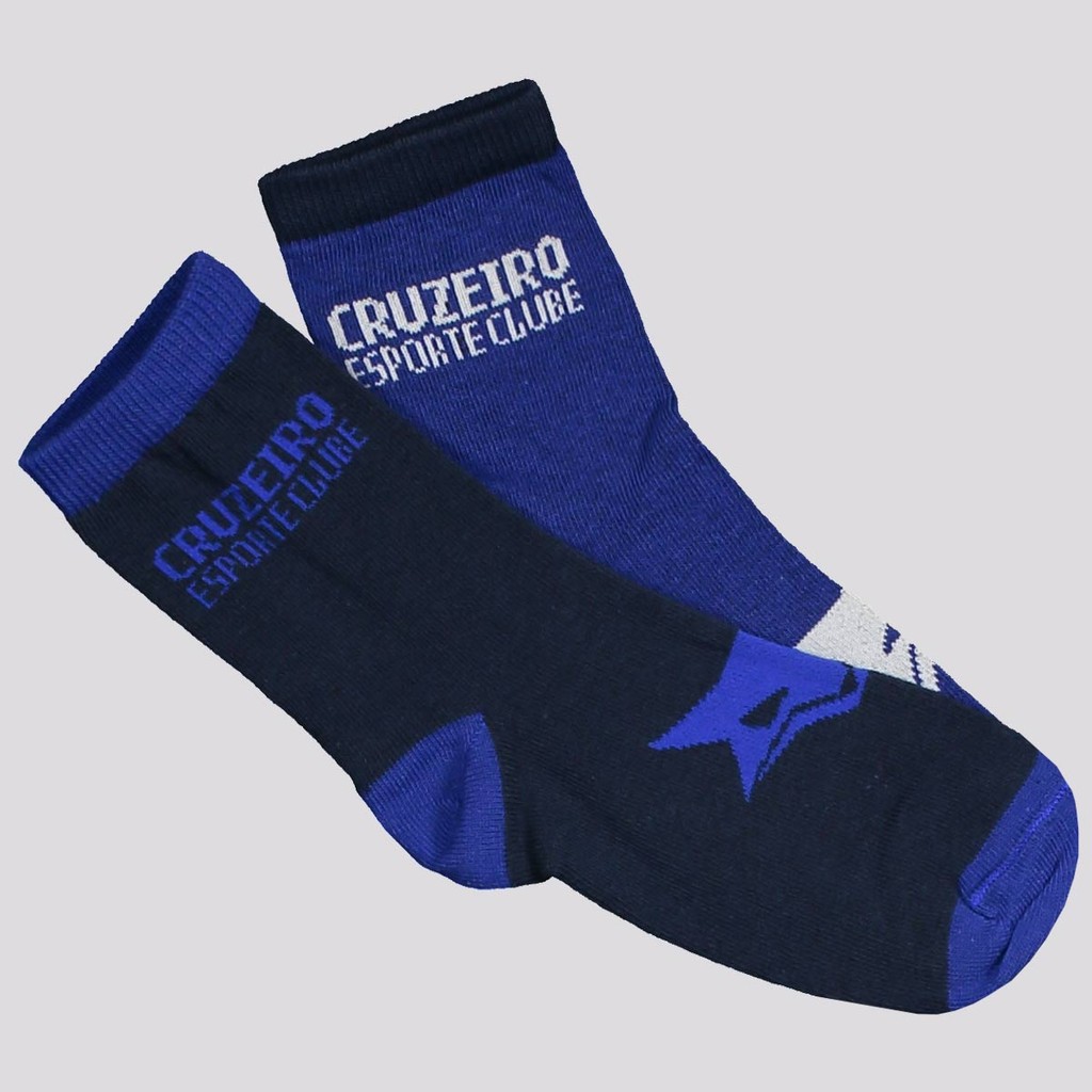 Kit Meia Cruzeiro 2 Pares Infantil Azul em Oferta na Shopee