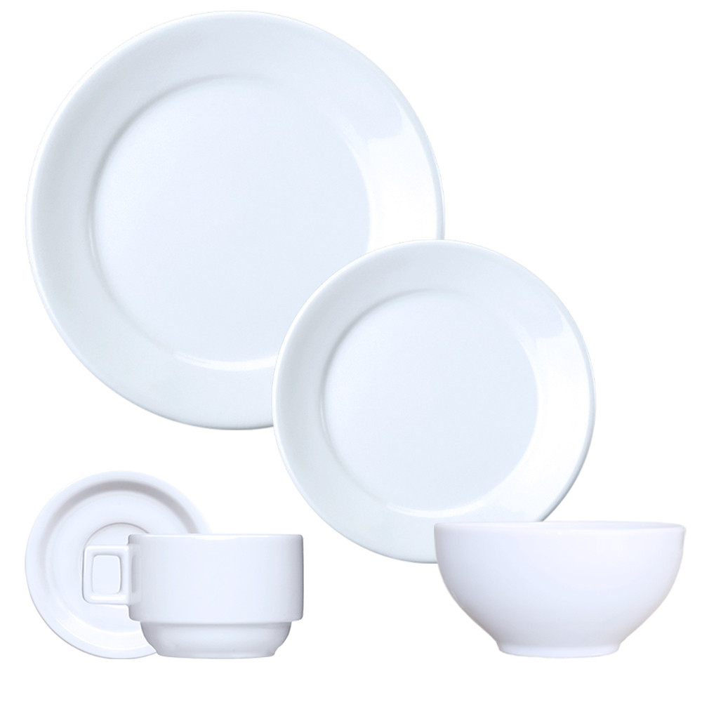 Jogo Jantar C/ Bowl Bar Hotel 20 Peças Porcelana Germer 4 Pessoas