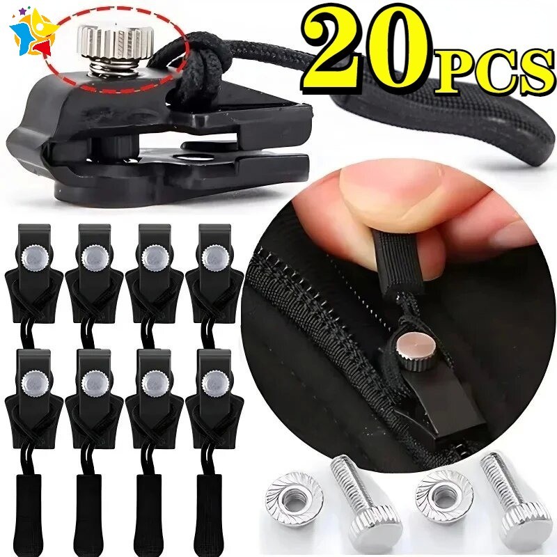 5-20 Unidades 3 Tamanhos Diferentes Costura Grátis Kits De Reparo De Zíper Universal Rápido Instantâneo Destacável Cabeça Substituição Deslizante Puxar Para Bolsas De Jaqueta Casaco