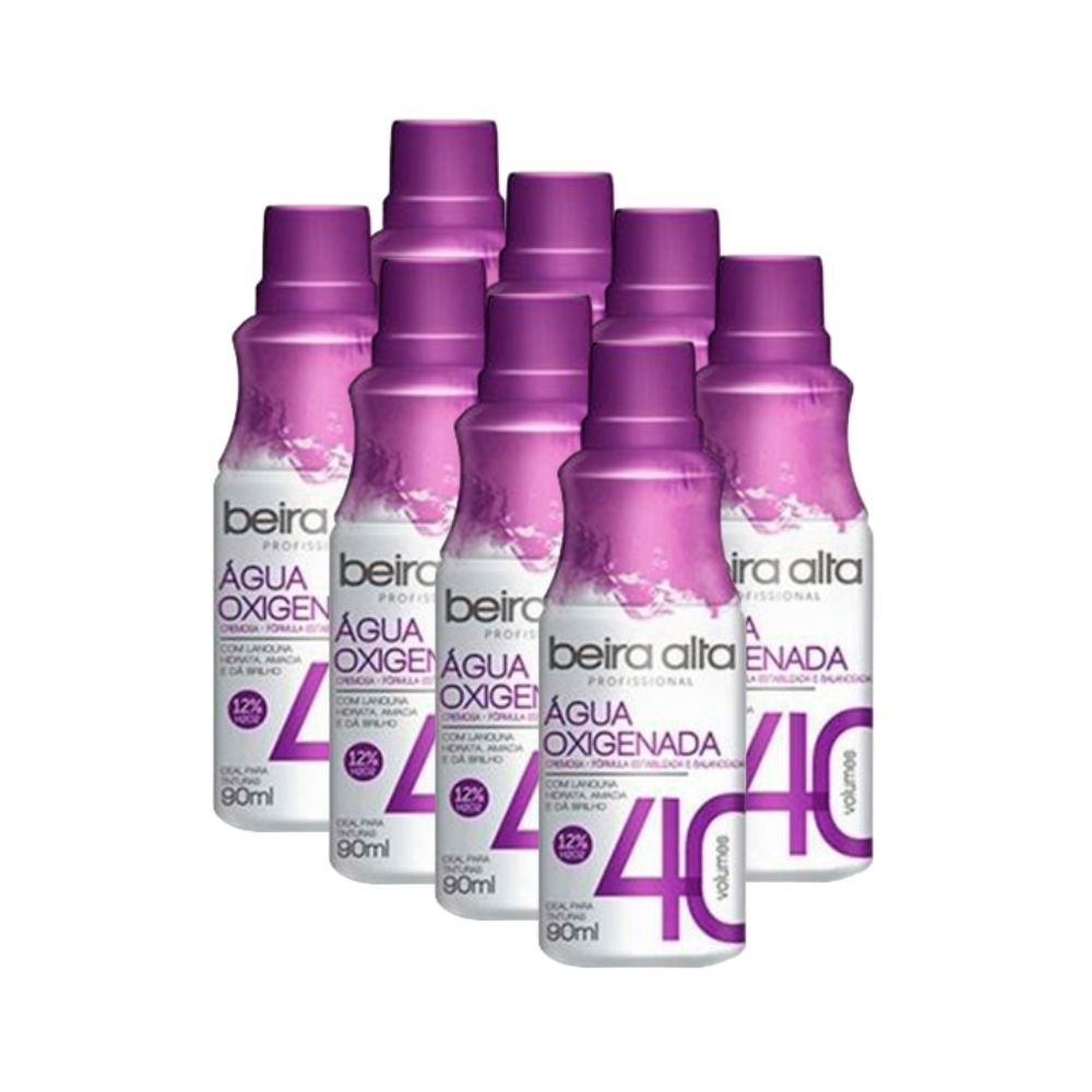 Kit Água Oxigenada Beira Alta Cremosa 40 Volumes 90ml (8 unidades) em Oferta na Shopee