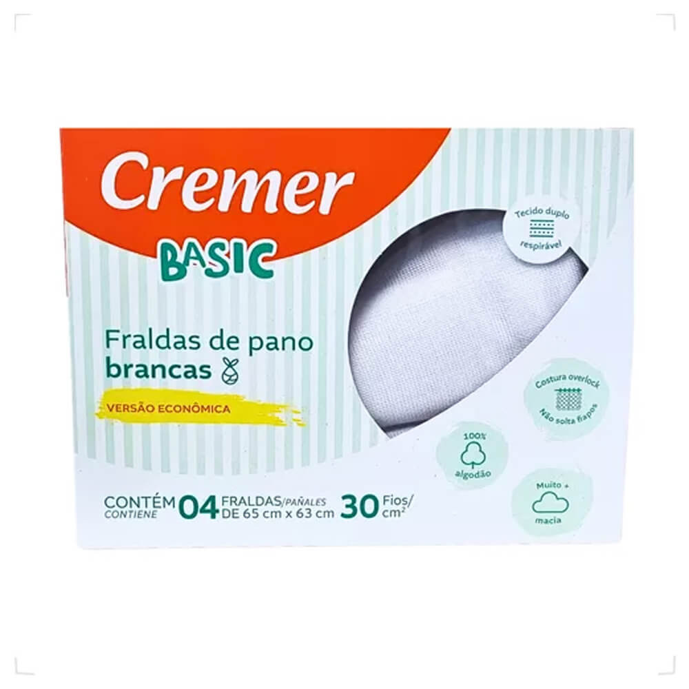 Kit Fralda De Pano Cremer Basic - 04 Peças em Oferta na Shopee