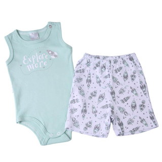 Conjunto Bebê Miniclo Body Regata Explore + Bermuda em Oferta na Shopee