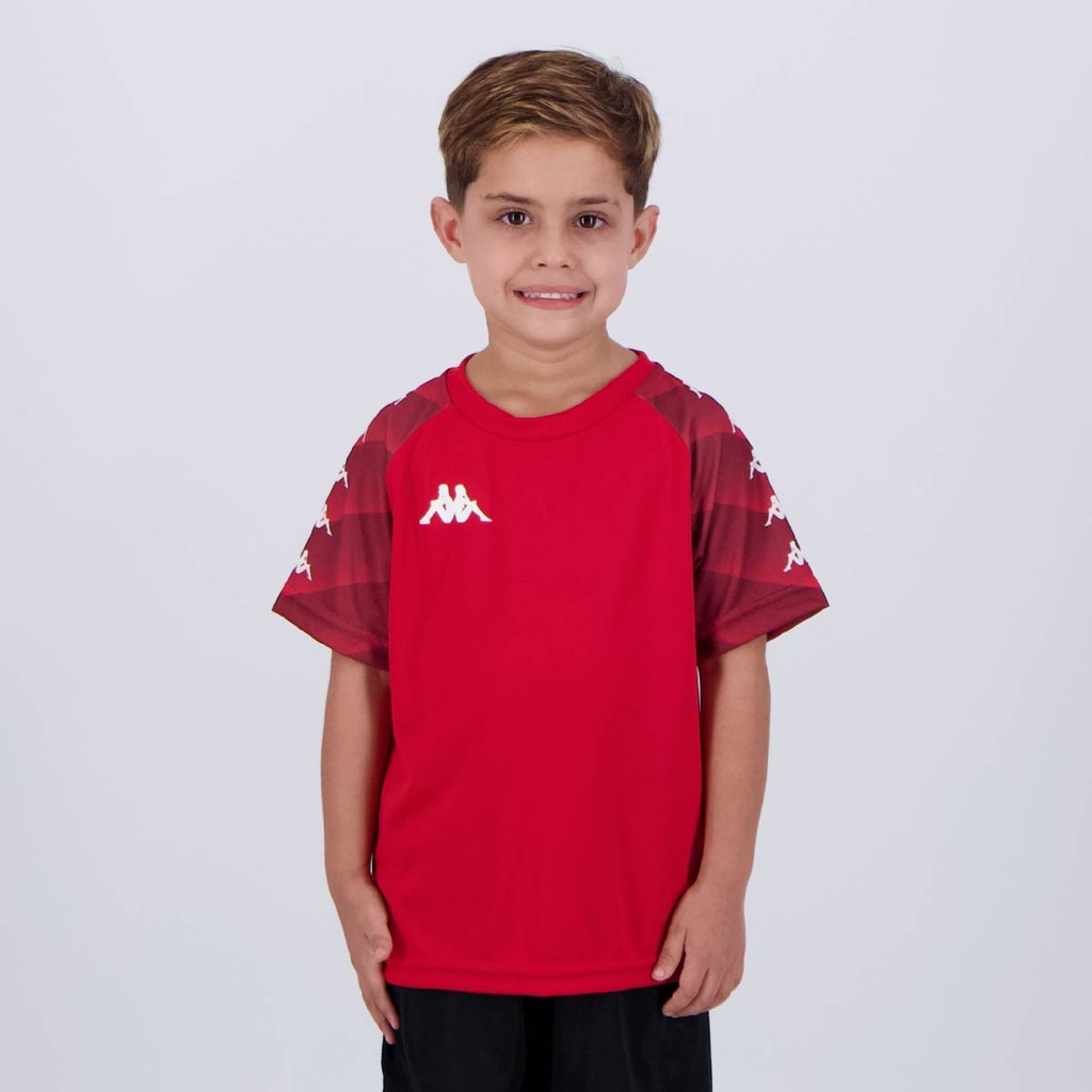 Camisa Kappa Raglany Juvenil Vermelha