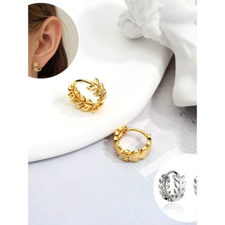 LOMISS Brincos Femininos Delicado de Argola Folheada Platina Folhas Lisa em Oferta na Shopee