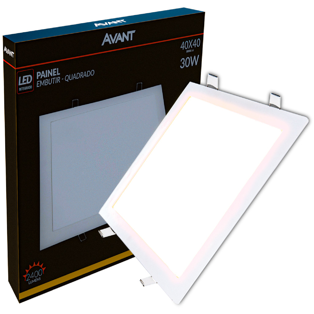 Painel Led Embutir 30w Branco Quente 40x40 Bivolt Avant