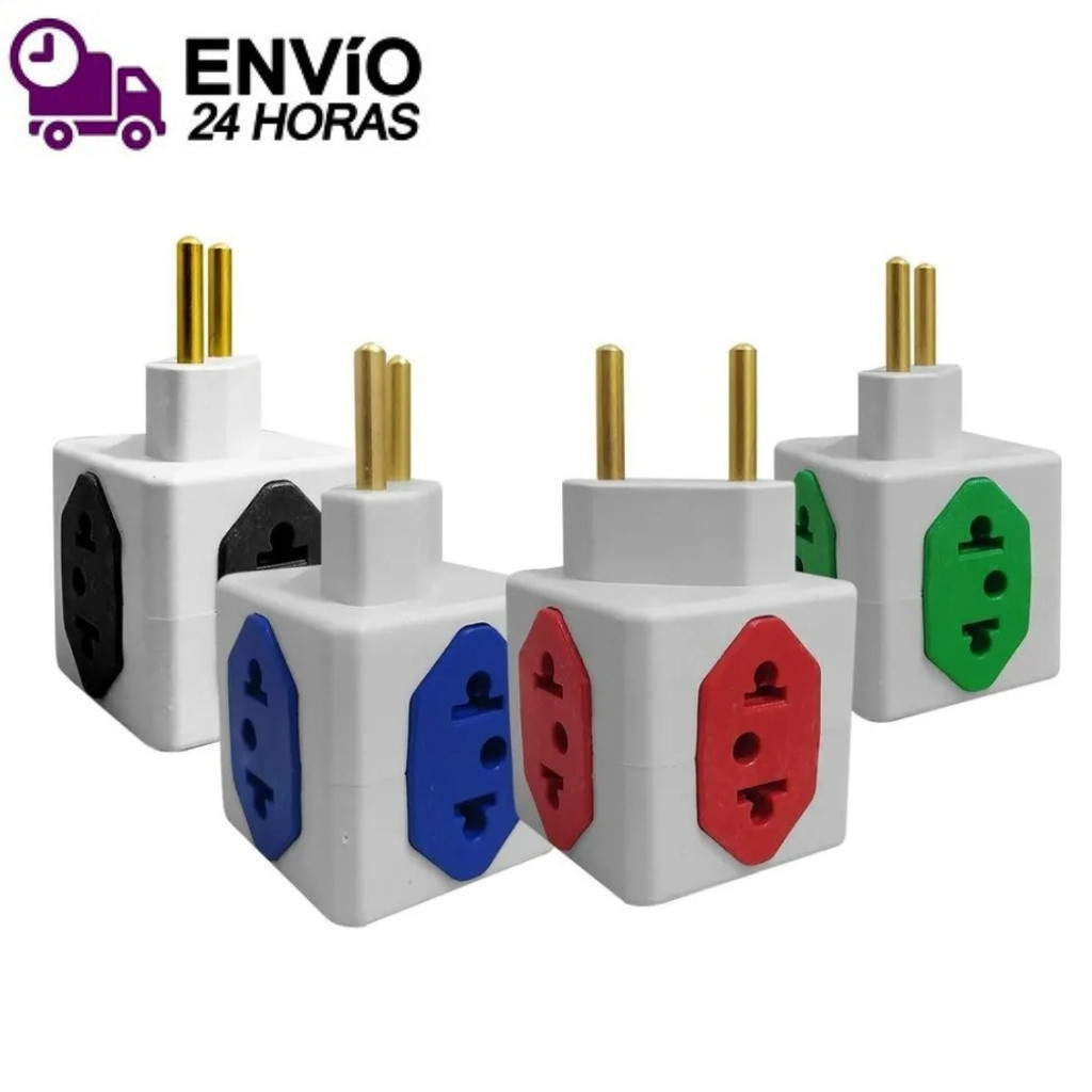 1X Tomada Adaptador Benjamim Power Cubo Pino Cor aleatória 4 Saídas 10 Amperes 02'