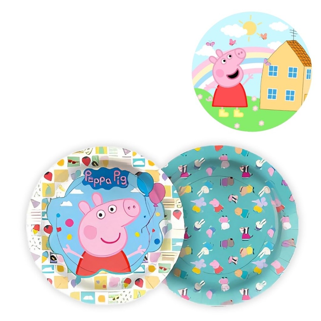 8 PRATO BOLO FESTA PEPPA PIG DE PAPEL 18 CM REGINA em Oferta na Shopee