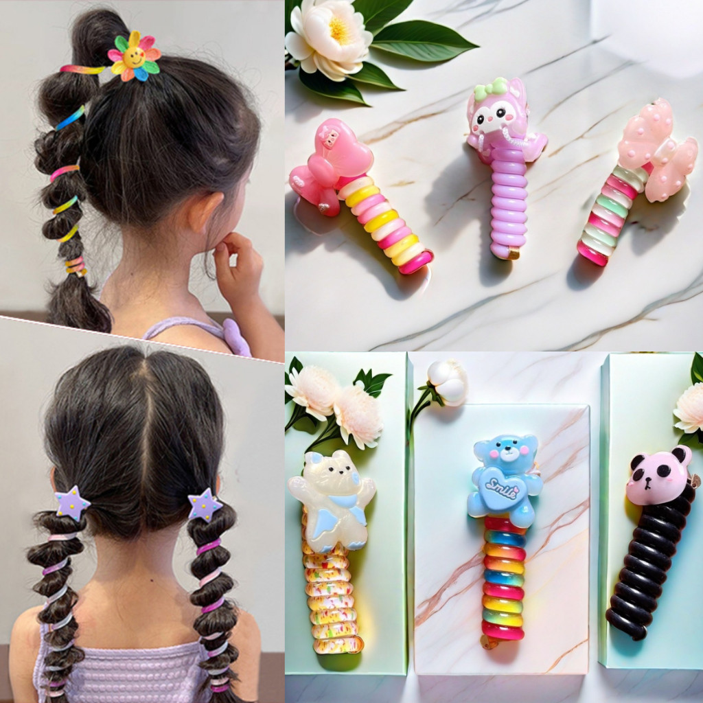 Imagem Kit 6 Pçs Acessórios de Cabelo Moda Infantil Enfeite de Cabelo para Menina Espiral Molinha