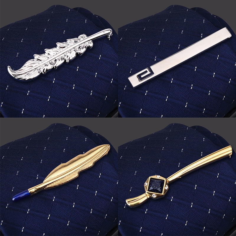 Prendedor de gravata masculino em ouro e prata, para traje formal de negócios, estilo simples, prendedor de gravata de s